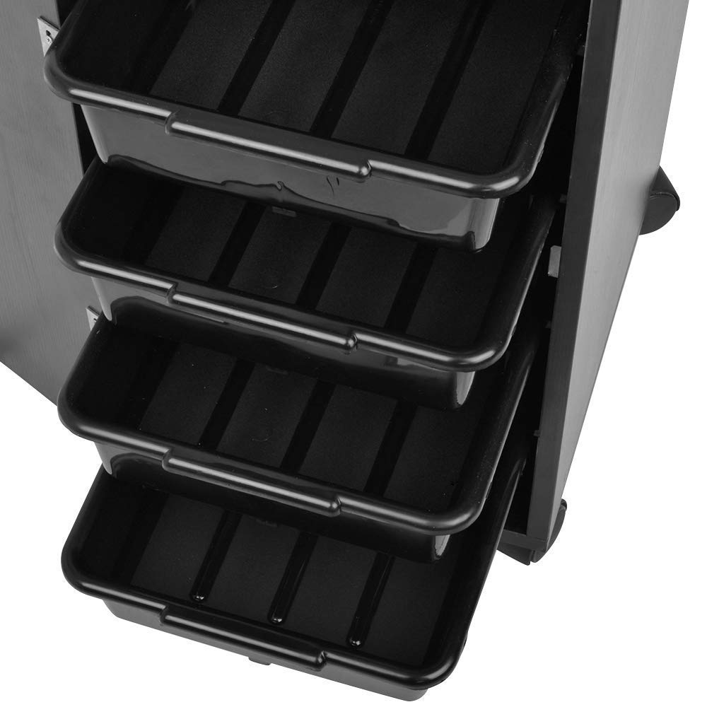 nozama Salon Storage Trolley Cart with 4 Drawers Lockable SPA Beauty Rolling Trolley Cart Storage Organizer Hair Salon Utility Cart with Hair Dryer Holder (Black): Beauty