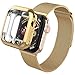Mostof Compatible Apple Watch Band 38mm 42mm, Stainless Steel Mesh Strap with Case Protector Replacement for Apple Watch Series 1/2/3 Men Women, Gold