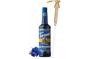 Jimoco® Syrup Pump Dispenser + Torani® Sugar Free Blue Raspberry Syrup, 25.4 oz - Coffee Syrup Pump & Flavoring Bundle
