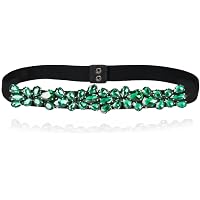 3691 Rhinestone Stretch Belt Wide Crystal Women Green Elastic Stylish Chic Women main image 2