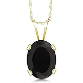 Gem Stone King 14K Yellow Gold 8X6MM Oval Gemstone Birthstone Pendant Necklace For Women | Gold Necklace For Women | 18 Inch Gold Rope Chain | Fine Jewelry Gifts for Her Mom Wife