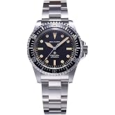 Baltany Sub Retro Military Dive Watch for Men, ST2130 Automatic Movement, 200M Water Resistance, Sapphire Crystal with AR Coating, 316L Steel Bracelet, Swiss Lume
