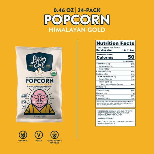 LesserEvil Himalayan Gold Salt Organic Popcorn, Premium Quality