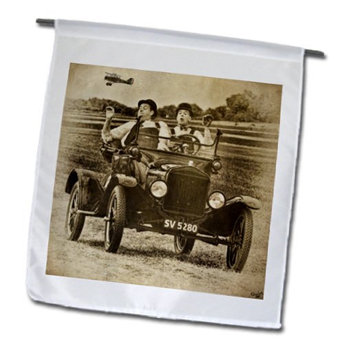 Chris Lord Automobilia - Vintage Ford Laurel Hardy Actors - 18 x 27 inch Garden Flag (fl_55931_2)