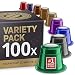 Mixed Variety Pack: 100 Nespresso Compatible Capsules. Organic/Fairtrade Nespresso Capsules. 9 Different Varieties.
