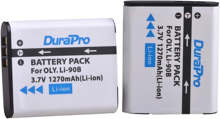 DuraPro 2Pcs LI-90B LI-92 DB-110 Battery + LCD USB Charger for Ricoh GR III WG-6; Olympus Tough TG-5, TG-Tracker, SH-1, SH-2 - Image 4