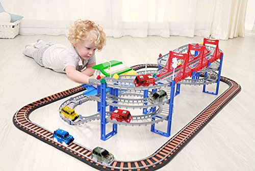 image for YanMall 4 Pack Magic Tracks Cars and 1 Screwdriver, Cars Race Track, (