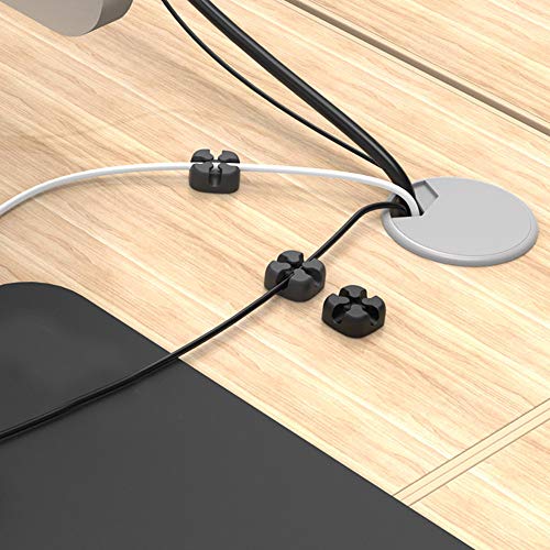 Wffo 5 Pcs Cross Slicone Cable Organizer♚Desktop Organizer Winder Management Headphone Cord Holder (Black) - Thumbnail 4