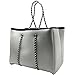Neoprene Beach Bag tote - Large Daily Mesh Bag by Penn & Soph (Grey)