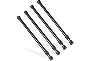 4 Pcs Tension Rod, Goowin Short Tension Rod, No Drilling Small Tension Rods for Closet, Rustproof Spring Rod, Mini Tension Rods for Cabinets, Cupboard, Wardrobe Bars, Bookcase (Black, 10-15.7 inch)
