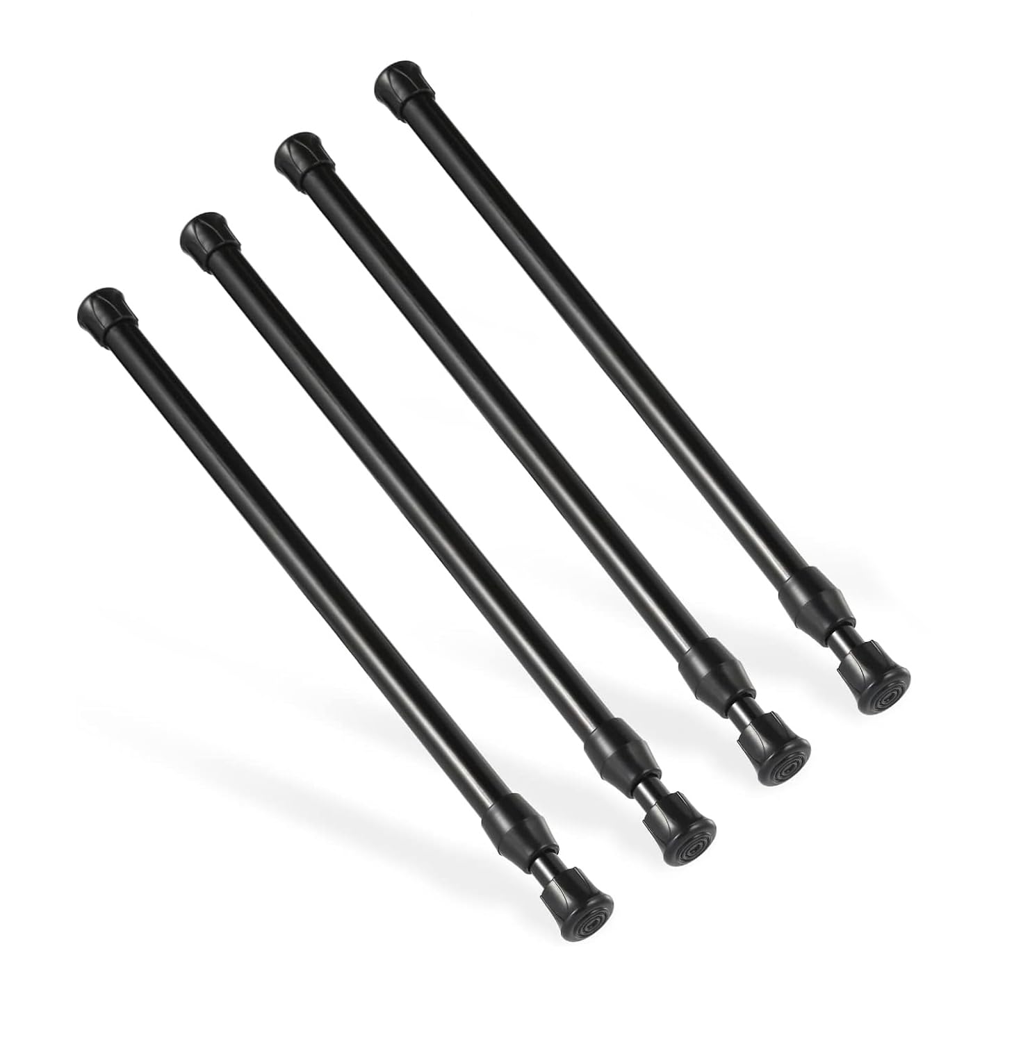 Goowin 4 Pcs Tension Rod, 25-40cm Tension Rods for Windows, No Drilling Rustproof Spring Adjustable Tension Curtain Rod for Doors, Windows, Wardrobe Bars, Drying Support Rods (Black)