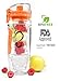 Live Infinitely 32 oz. Infuser Water Bottles - Featuring First Ever Gel Freezer Ball Infusion Rod, Flip Top Lid, Larger Dual Hand Grips & Recipe Ebook Gift (Orange Polar Edition, 32 Ounce)
