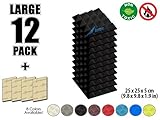 Arrowzoom New 12 Pack of (9.8 in X 9.8 in X 1.9 in) Soundproofing Insulation Pyramid Acoustic Wall Foam Padding Studio Foam Tiles AZ1034 (BLACK)