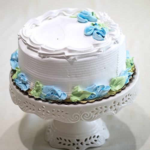 Gracie China 8-Inch Diameter Victorian Rose Fine Porcelain Round Pedestal Cake Stand Off White - Thumbnail 6