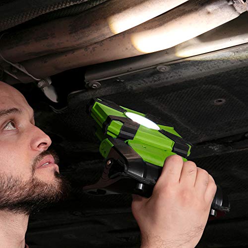 LOVORK Portable Clip LED Worklight 900lm 6000K Clamp Work Light Adjustable,USB Rechargeab,for Outdoor Camping,Emergency,Construction,Repairing,Workshop,Fishing,Waterproof,Cordless,Green