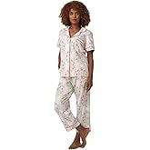 BedHead - 3/4 Sleeve Crop Jersey PJ Set - Estate Bouquet - Large (12-14) White