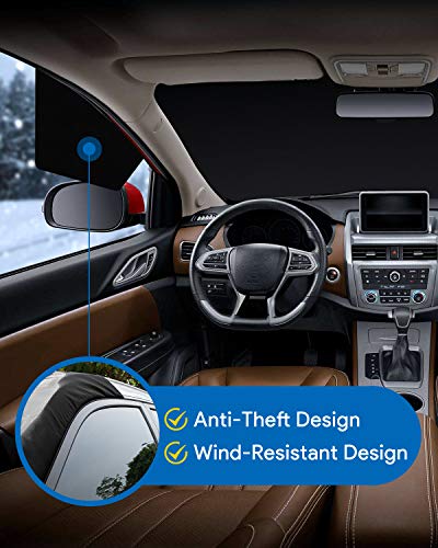 Car Windshield Snow Cover, ONE PIX Ice Removal Wiper Protector Covers with Magnetic, Large Windshield Winter Cover Fits Most Cars and SUV