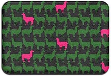 LINGVYTE Hot Pink Llama Hide in Green Non-Slip Doormat Floor Door Mat Indoor Outerdoor Bathroom 23.6 X 15.7 Inch