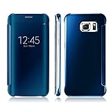Galaxy S7 Edge Case,Doinshop 1PC Luxury Clear View Mirror Flip Smart Case Cover For Samsung Galaxy S7 Edge (sky blue)