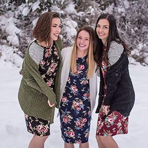 Women Striped Short Sleeve Round Neck Floral Printed A-line Midi Dress White