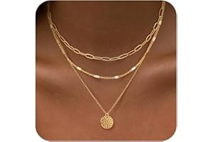 STRIVIIO Gold Layered Necklaces for Women, 14K Gold Plated Dainty Necklace Set with Paperclip, Adjustable Trendy Gold Jewelry
