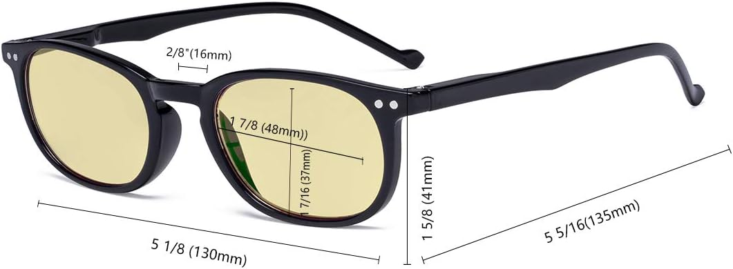 Eyekepper Retro Blue Light Glasses Women Men - Blocking Ray Screen Glare Computer Reading Glasses with Yellow Filter Lens - Black - Image 5