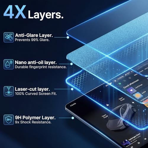 CYBERBEANS 16 inch + 8 inch screen protector for Tesla Model y Juniper 2026 | Tempered Glass Accessories Anti-Fingerprint, Bubble-Free, 9H Hardness, With Installation Kit