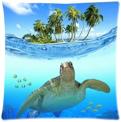 Custom Cute Sea Turtle Throw Pillow Case Cushion Cover 18x18 Inch - Twin Sides Printing