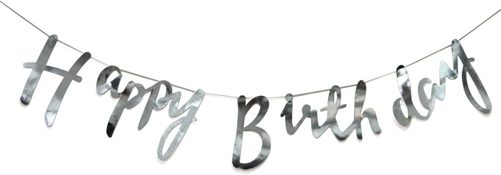Amazon Co Jp Sunbeauty 誕生日ガーランド ハッピーバースデー Happy Birthday バナー 筆記体 誕生日飾り付け レターバナー シルバー おもちゃ