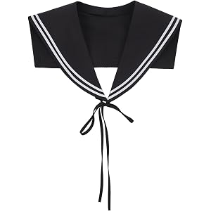 RONGXG Sailor Fake Collar Black White Sailor Detachable Collar with Bow Uniform Decorative Shawl Wrap for Women Party Cosplay