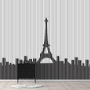 Wall Murals for Bedroom Abstract Black and White Building Removable Wallpaper Peel and Stick Wall Stickers - 66x96 inches