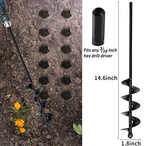 TCBWFY Auger Drill Bit 1.8x14.6inch Garden Plant Flower Bulb Auger Rapid Planter Bulb & Bedding