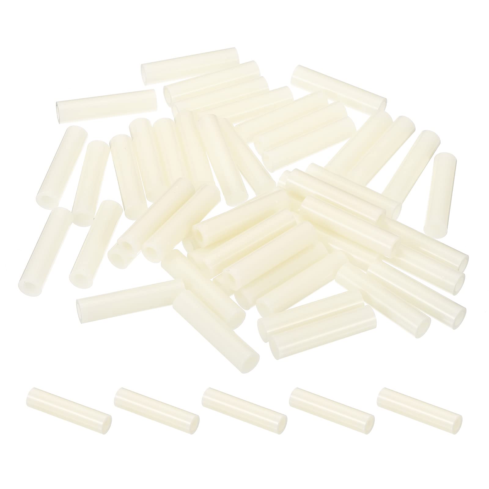PATIKIL 4.2mm ID x 7mm OD x 30mm L Round Spacers Washers, 50 Pack ABS Plastic Standoff Gaskets for M4 Hardware Screws Bolts for 3D Printer Electrical Outlet, Beige