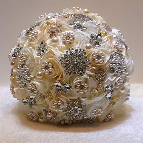 ウェディング 造花 バラ 結婚式 撮影 真珠 ラインストーン 花嫁 ギフト 雑誌 枯れない花 手作り プレゼント Color D