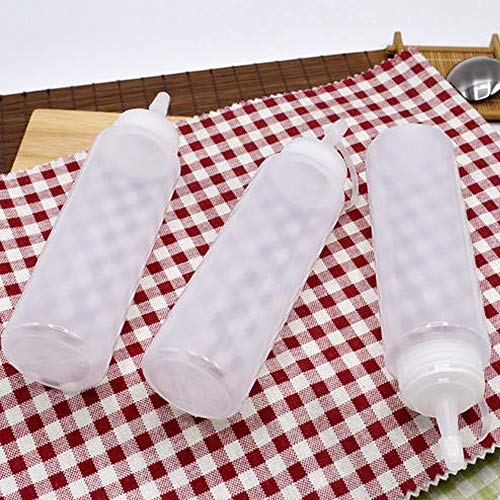Twdrer 6PCS 8oz Translucent Plastic Squeeze Squirt Condiment Bottles with Twist On Cap Lids and Discrete Measurements for Ketchup,Barbecue Sauce,Syrup,Crafts,Art - Thumbnail 3