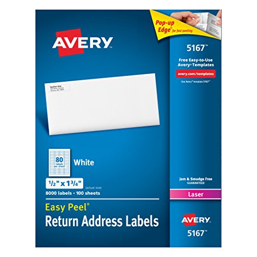 Avery Easy Peel Return Address Labels for Laser Printers 1/2