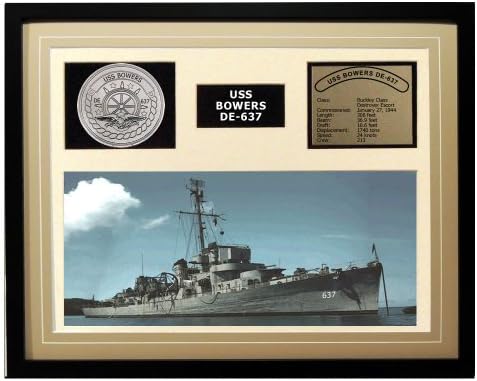 Navy Emporium USS Bowers DE 637 Framed Navy Ship Display Brown