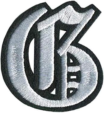 Amazon Com 2 H Old School Monogram Letter Embroidery Patch Sew Iron On Biker Patch Diy For Jackets Shirt Pants Shoes White On Black G Arts Crafts Sewing