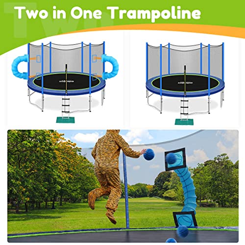 Zupapa NoGap Design 16 15 14 12 10 8FT Trampoline for Kids with Safety Enclosure Net 425LBS