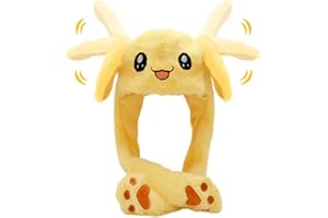 Naichuo Ear Moving Jumping Rabbit Hat Bunny Plush Cap, Halloween Easter Party Cosplay Holiday Hat for Women Girls