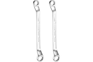 HARFINGTON 2pcs Offset Extra Long Box End Wrench 10 x 12 mm Metric 12 Point 45 Degree Offset Double End Box Ratcheting Wrench