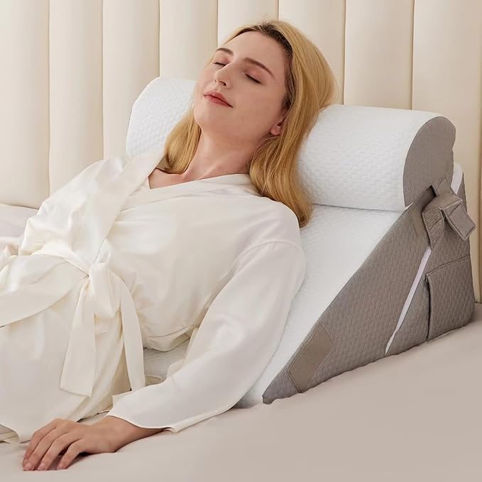 Bed Wedge Pillow Set, Adjustable Wedge Pillow Headboard, Bed Wedge Pillow for Back Pain Relief, Sleeping, Post Surgery, Back Support Pillow for Acid Reflux Relief, Snoring