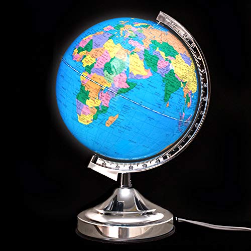 Illuminated Kids Globe with Stand – Educational Gift with Detailed World Map and LED Night Light (Power Cord Included)