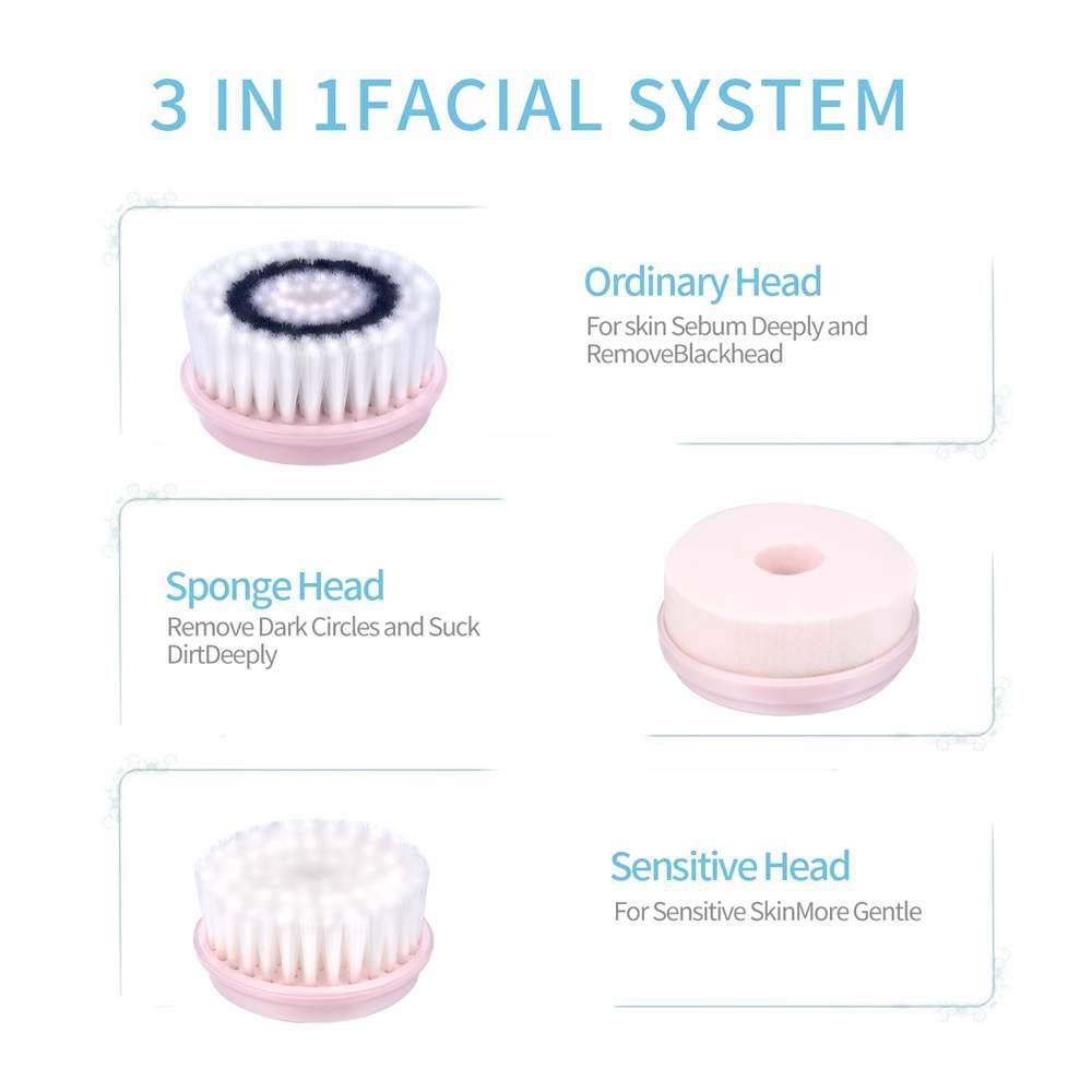 Face Brush Facial Brush Rechargeable Rotating Waterproof Cleansing Brush Set Ubbetter NEW style 2 Speeds With 3 Brush Heads Blackhead Remover Exfoliating Massage: Beauty
