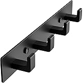GWAAZXGZ Black Coat Rack Wall Mount - 12.5 inch Modern Metal Hook Rail with 4 Right-Angle Hooks, Drill-Mounted Organizer for Coats, Hats, Bags in Entryway, Bathroom, Bedroom (1 Pack)
