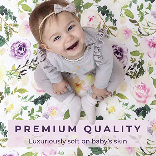 Pobibaby - 2 Pack Premium Fitted Baby Girl Crib Sheets for Standard Crib Mattress - Ultra-Soft Cotton Blend, Safe and Snug, and Stylish Floral Crib Sheet (Allure)