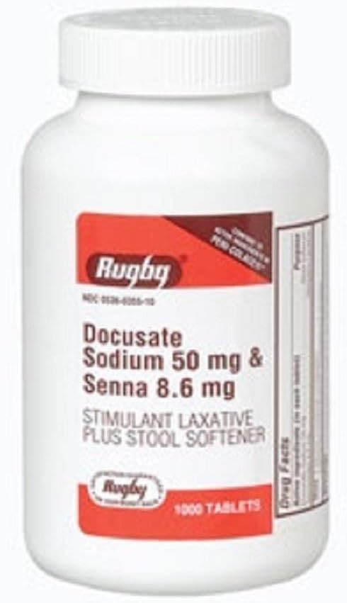 DOCUSATE SOD 50MG/SENNA 8.6MG DOCUSATE SODIUM-50 MG Burgundy 1000 TABLETS UPC 305360355105