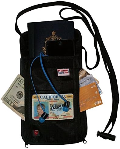 RFID Passport Holder Neck Wallet Secured Pak Safeguards Valuables and Travel Documents From Theft (Black)