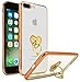Bastex iPhone 7 Plus Case, Ultra Thin Clear Luxury TPU Gold Bumper Case Cover with Attachable Heart Diamond Ring Holder for Apple iPhone 7 Plus