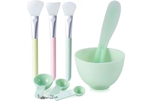 [Plastics Free]SOMIER Silicone DIY Face Mask Mixing Bowl Set Mud Clay Facial Mask Bowl with Spatula Fan Brush Powder Measurin